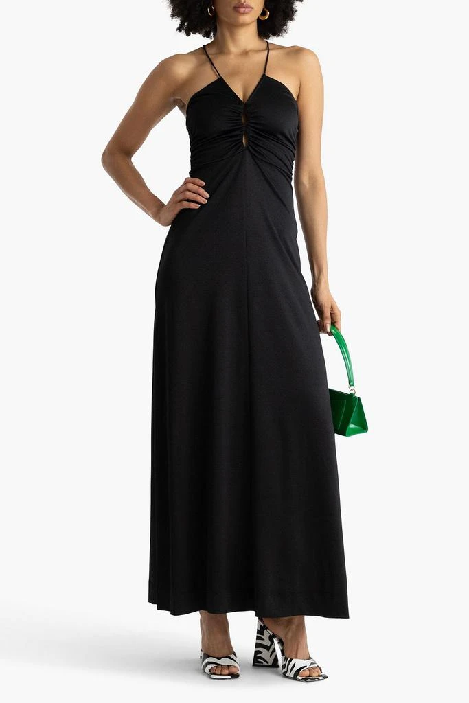 Ganni Ruched cutout crepe maxi dress 2