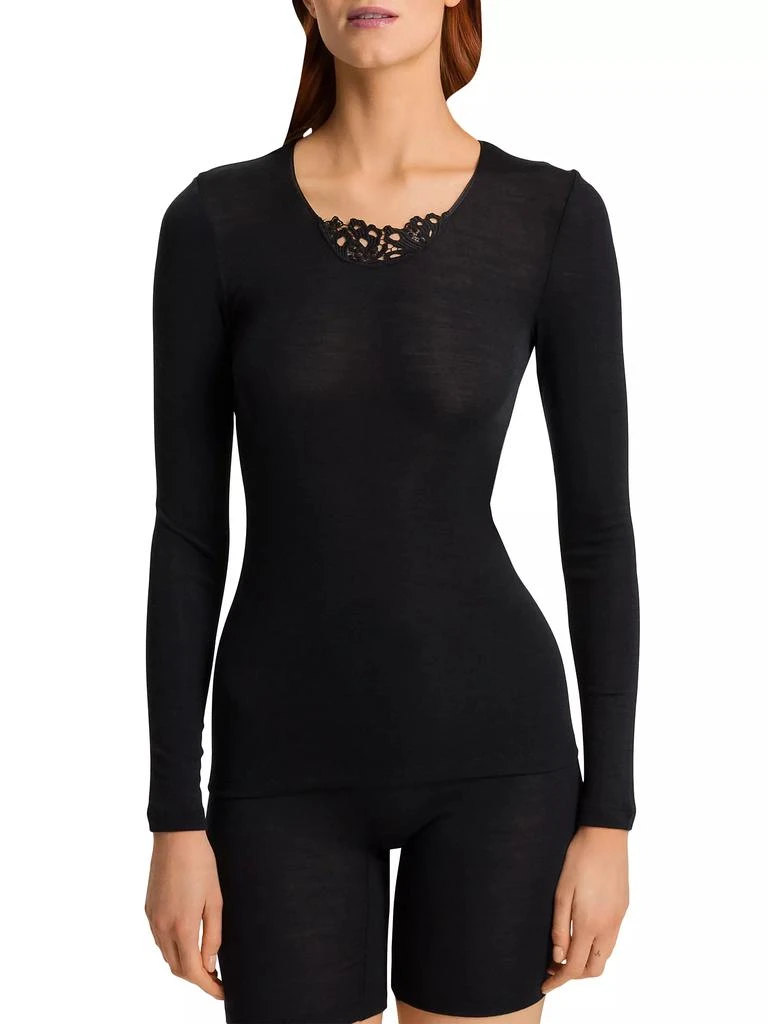 Hanro Woolen Silk Embroiderd Long-Sleeve Shirt 4