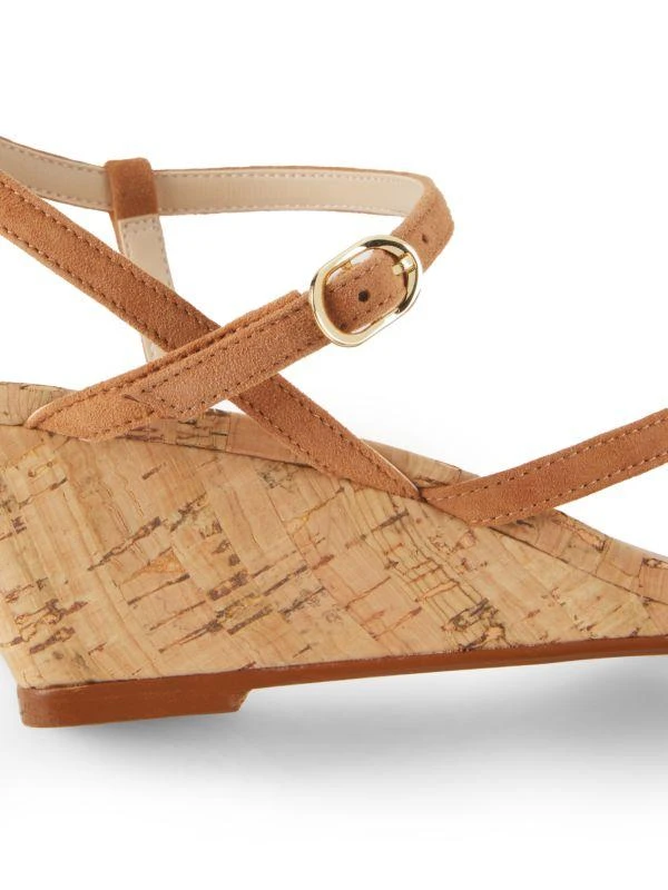 Stuart Weitzman Oasis 50MM Suede Cork Wedge Sandals 6