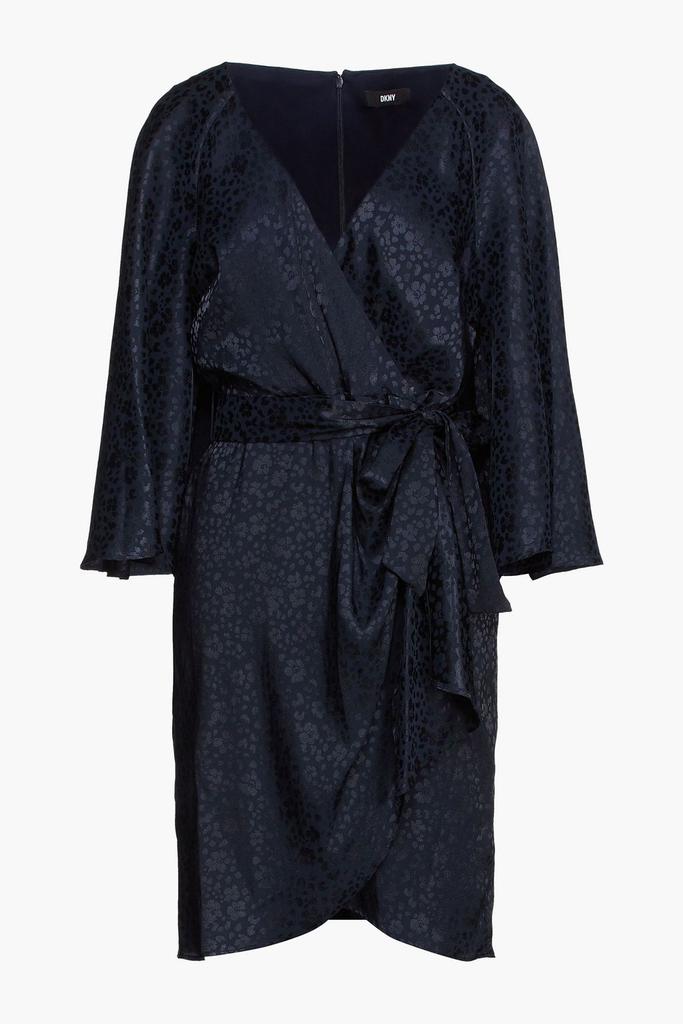 DKNY Wrap-effect satin-jacquard mini dress