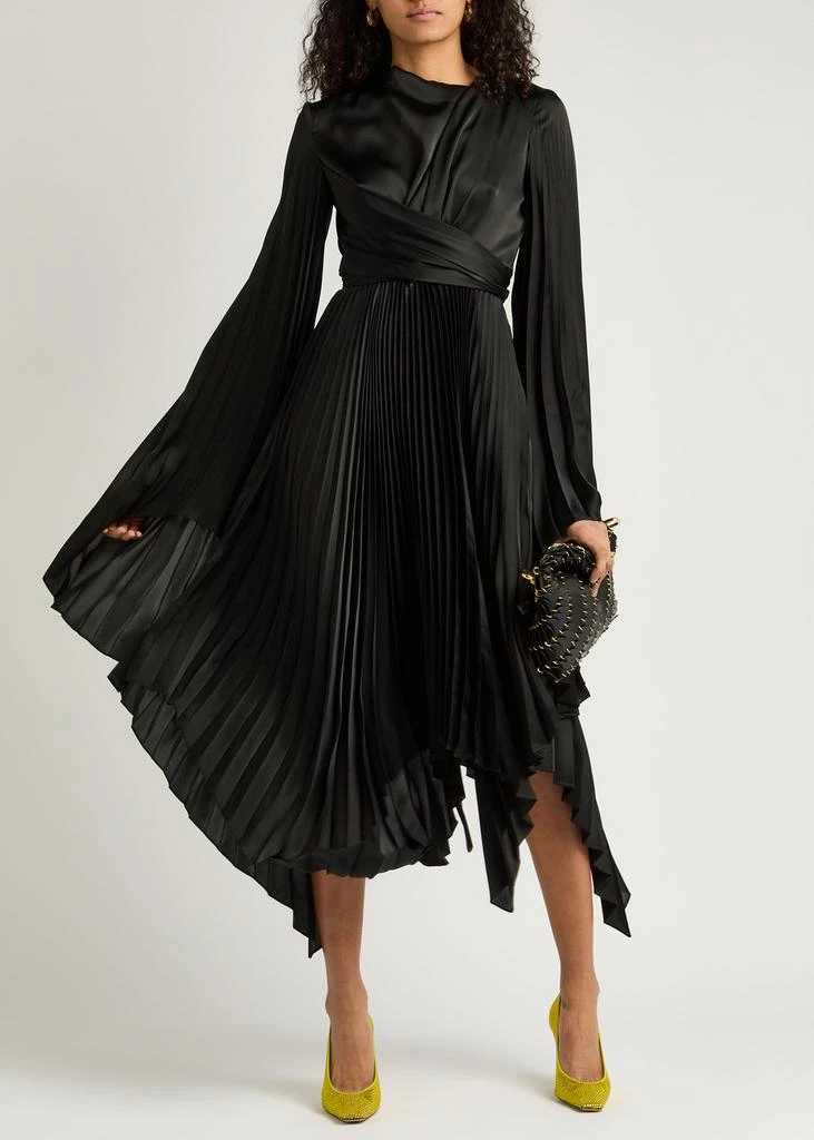 A.W.A.K.E MODE Pleated wrap-effect satin midi dress 4