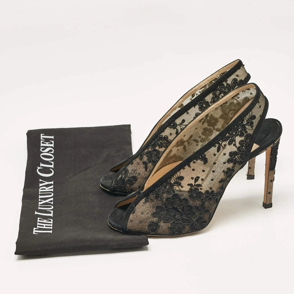 Jimmy Choo Jimmy Choo Black Lace Shar Slingback Pumps Size 37.5 9