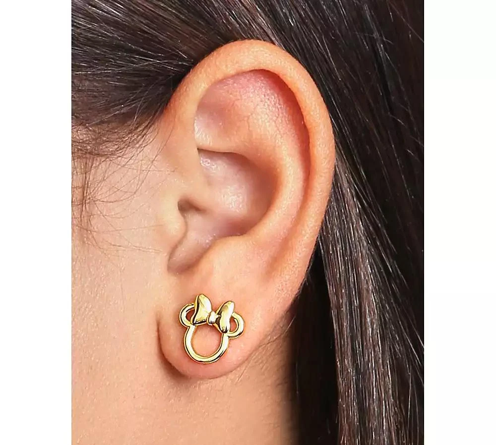 Disney Minnie Mouse Flash Yellow Gold Plated Outline Stud Earrings 2