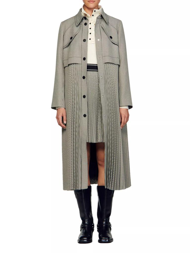 ジャケット・アウター SANDRO Long Houndstooth Coatigan Sandro Long Houndstooth Coatigan In Black - 29% Off