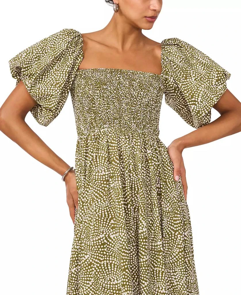 1. State Women's Printed Puff-Sleeve Midi Dress 4