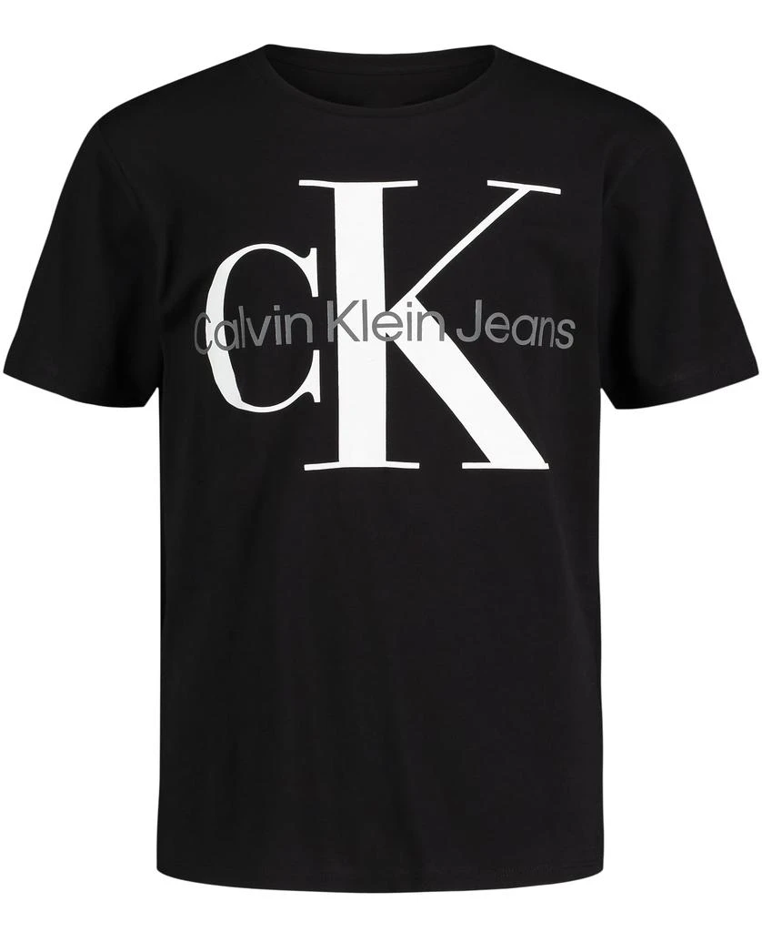 Calvin Klein Boys Short Sleeve Logo Crew Neck T-Shirt, Soft, Comfortable, Relaxed Fit