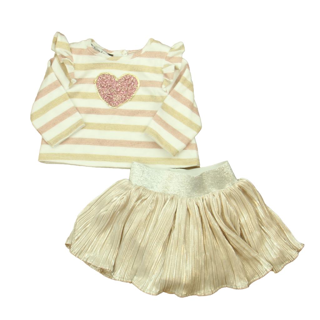 Pippa & Julie Pippa &Julie Girls Pink | Gold Stripe Apparel Sets
