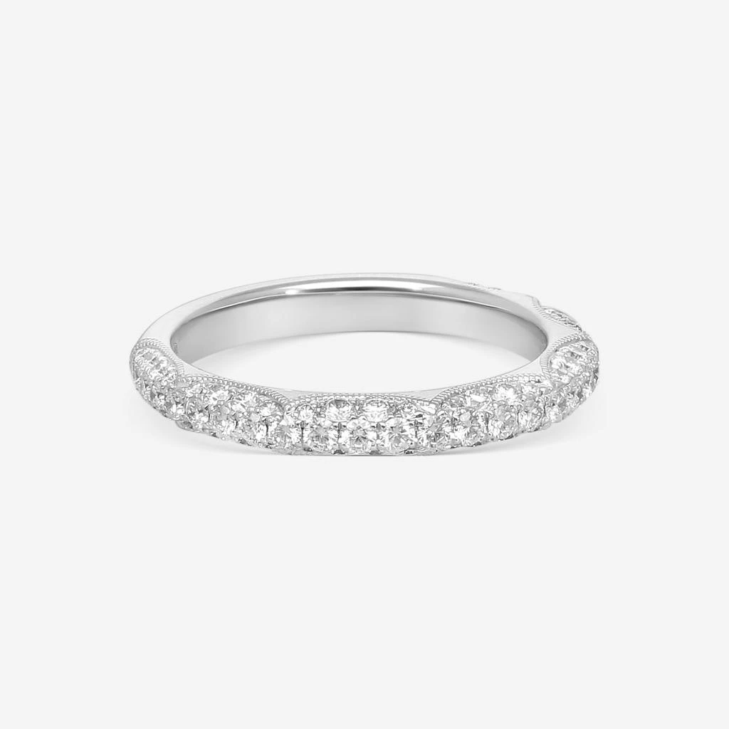 Mémoire Mémoire Vintage 18K White Gold Diamond 3/4 Round Band Ring Sz. 6.5 EMVG104