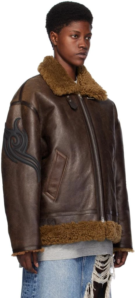 Vetements Brown Graphic Shearling Jacket 2