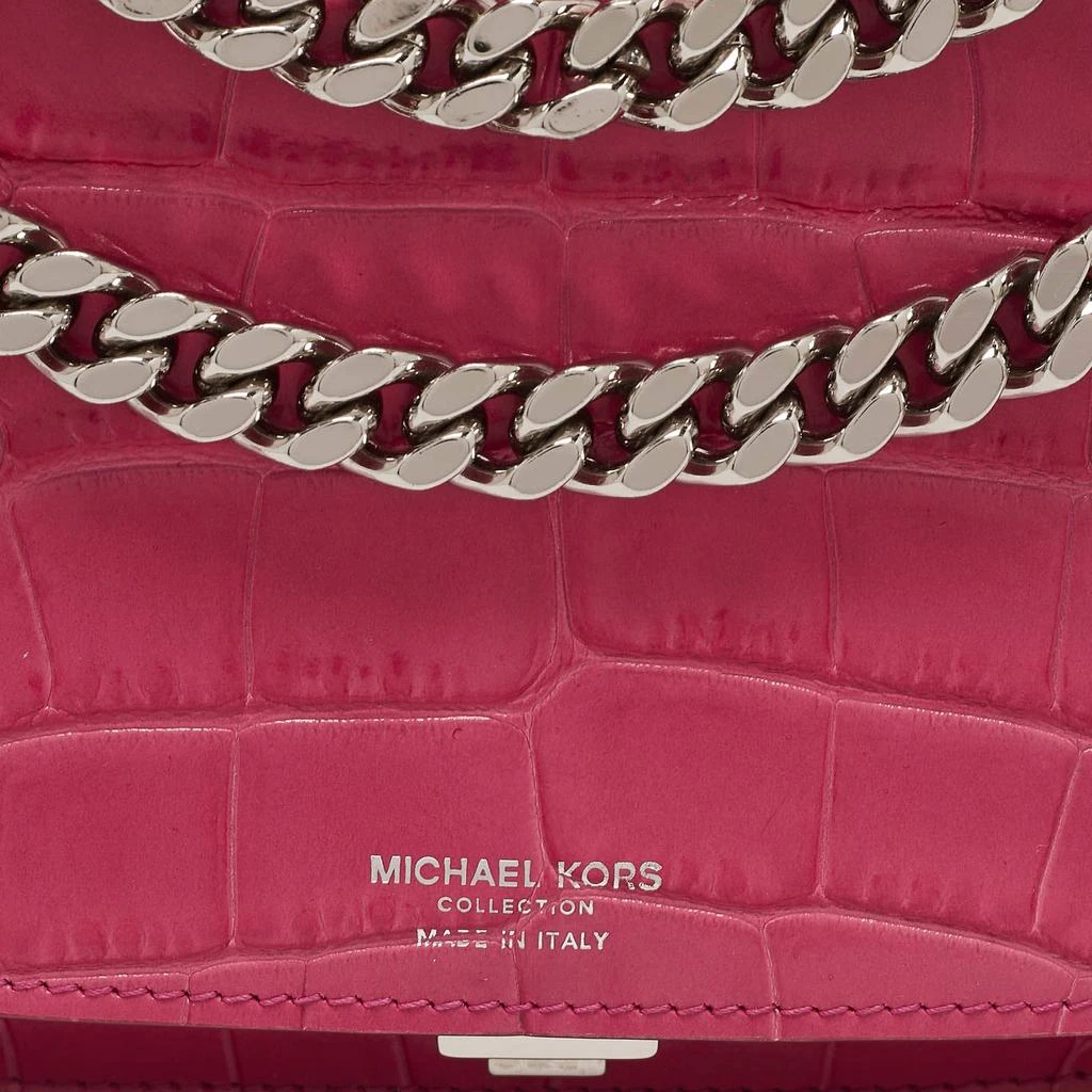 Michael Kors Michael Kors Fuchsia Croc Embossed Leather Christie Envelope Shoulder Bag 6