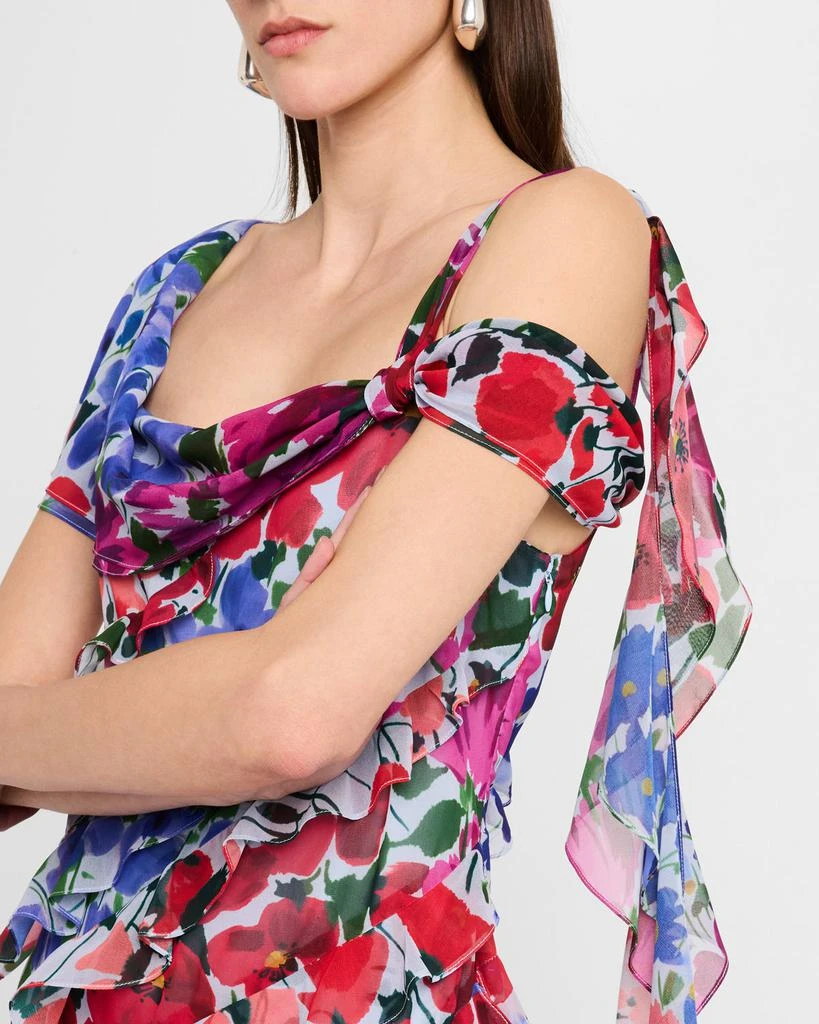 Carolina Herrera One-Shoulder Multi-Floral Ruffle Gown 5
