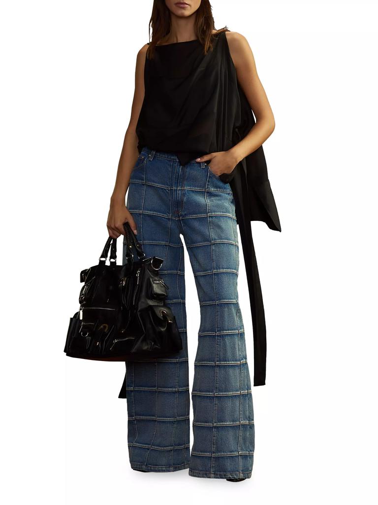 Cynthia Rowley Windowpane Flared High-Rise Jeans