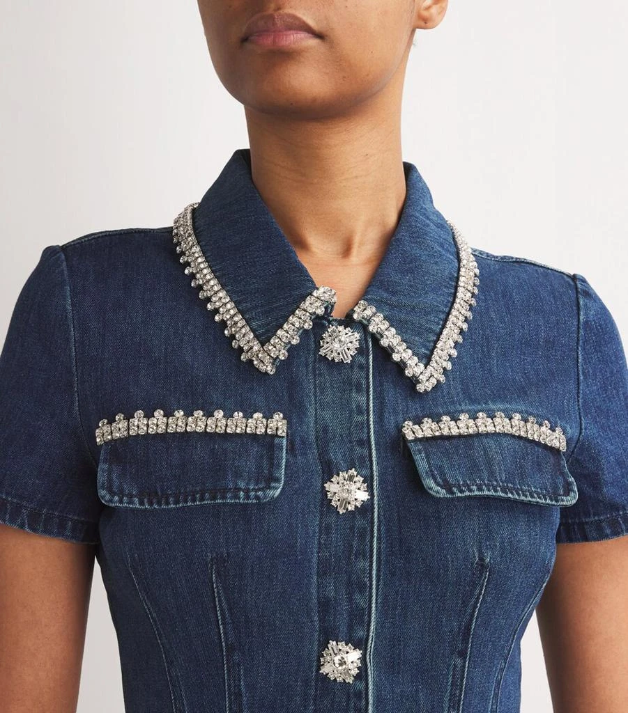 self portrait denim collared mini dress Self-Portrait Denim Mini Dress