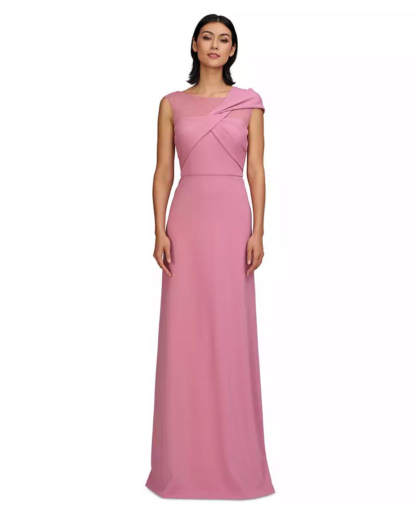 JS Collections Women's Jordyn Twisted-Bodice Illusion-Neck Gown