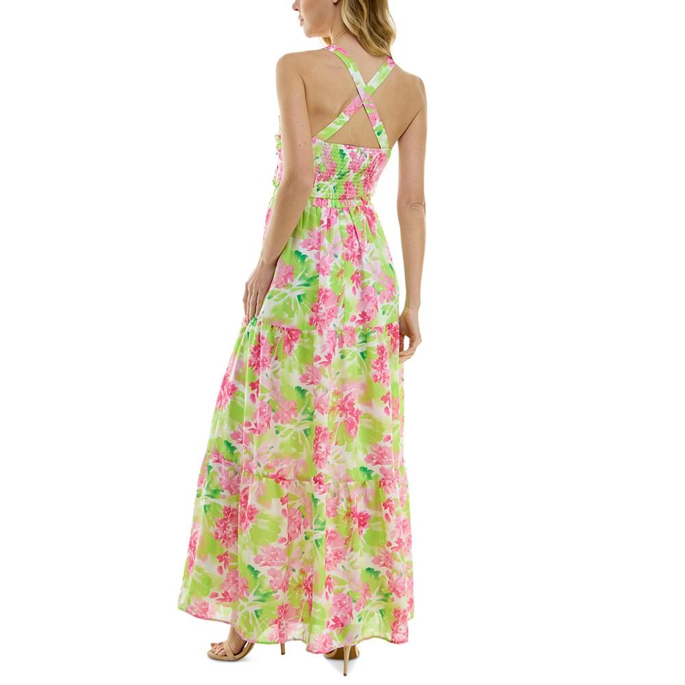 City Studios Juniors' Floral Print Sleeveless Tiered Maxi Dress