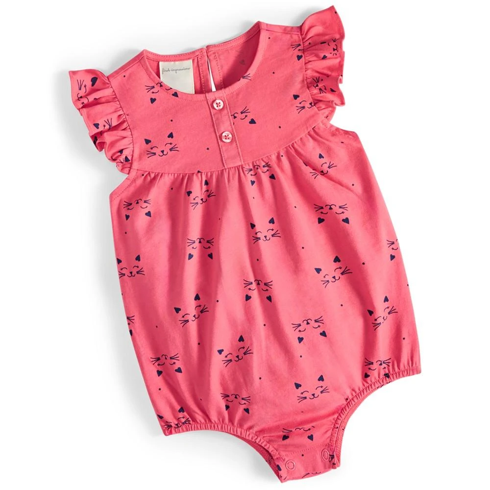 First Impressions Baby Girls Kitten Smile Cotton Sunsuit, Created for Macy's 1