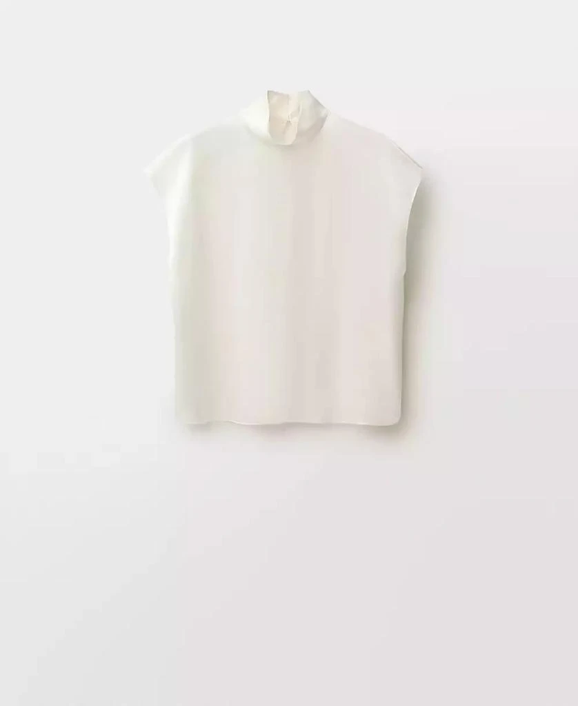 Mango Women's High Neck Silk Blouse Top 7