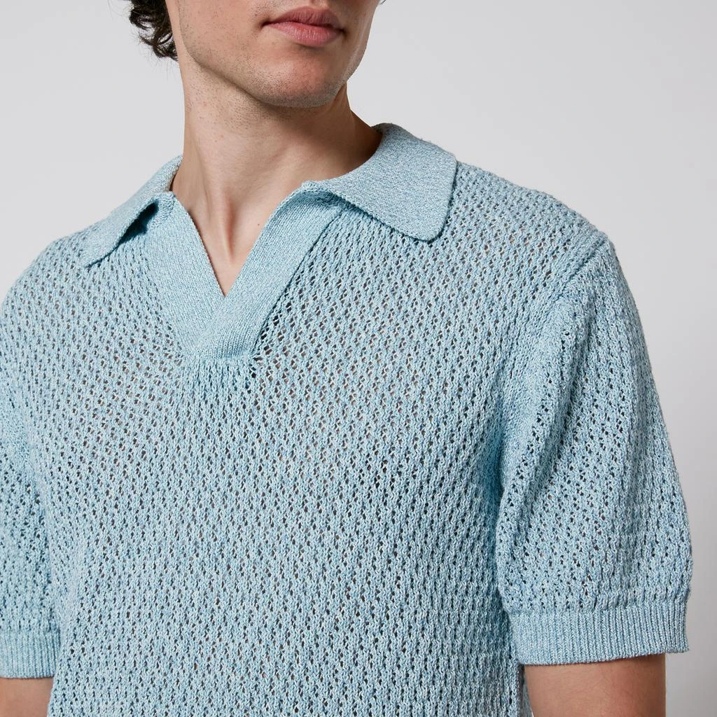 NN07 Ryan Knitted Cotton-Blend Crocheted Polo Shirt 4