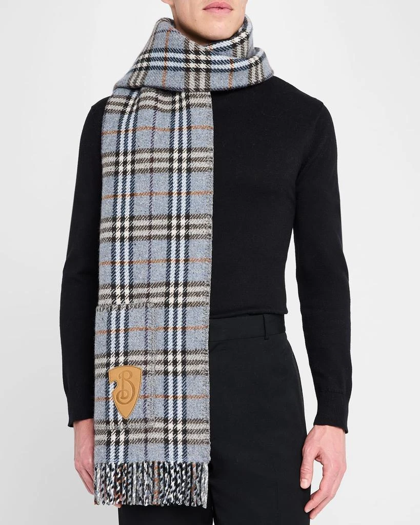 Burberry Men's Cashmere and Wool Reversible Scarf with Pockets 3