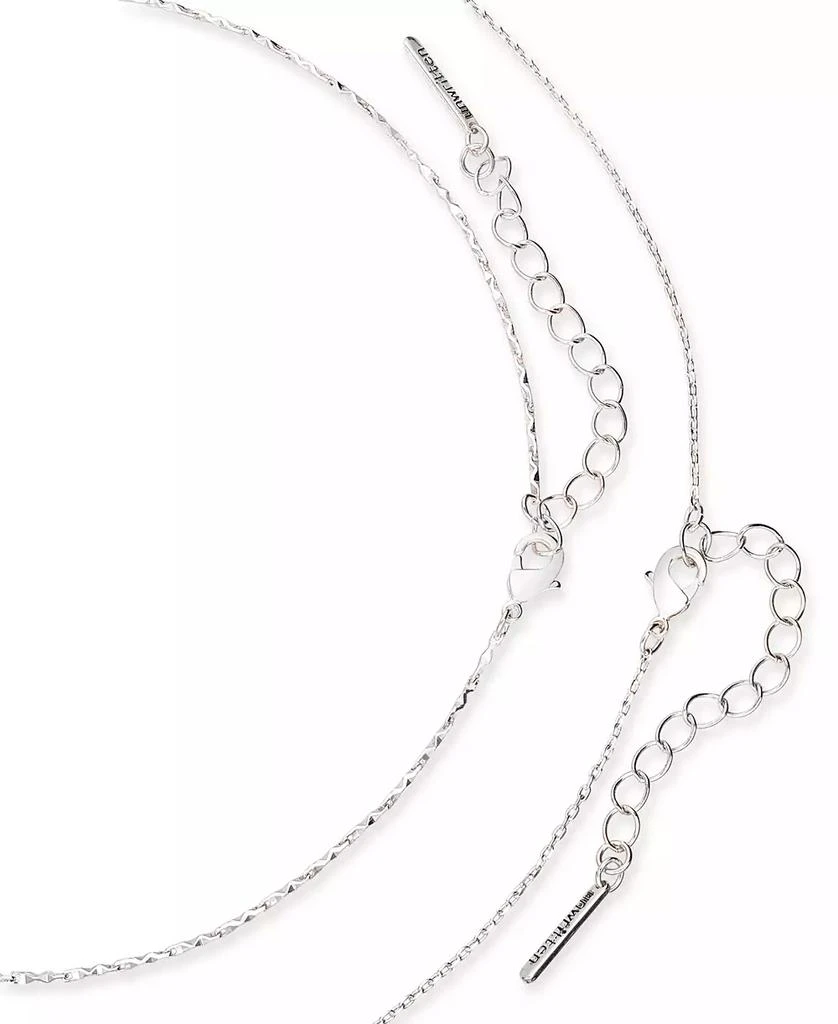 Unwritten Silver Plated Clear Cubic Zirconia Infinity Duo Necklace with Studded Second Chain 3