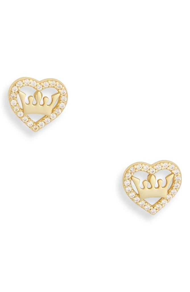 Argento Vivo Sterling Silver Quince 18K Gold Plate Sterling Silver CZ Crown Stud Earrings 1
