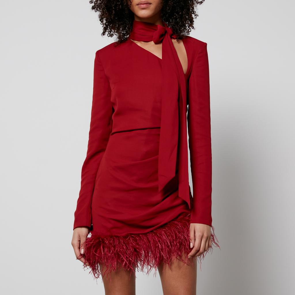 De La Vali De La Vali Feather-Hemmed Crepe Mini Dress