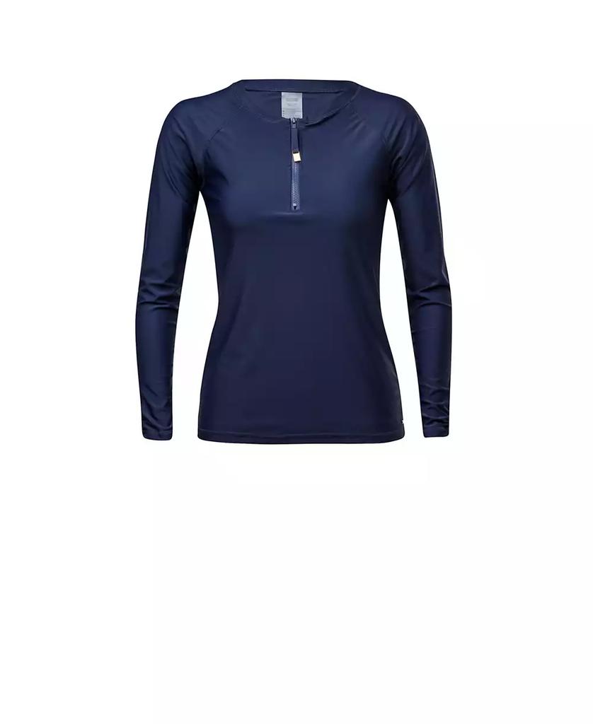 Snapper Rock Ladies Navy Half Zip LS Rash Top