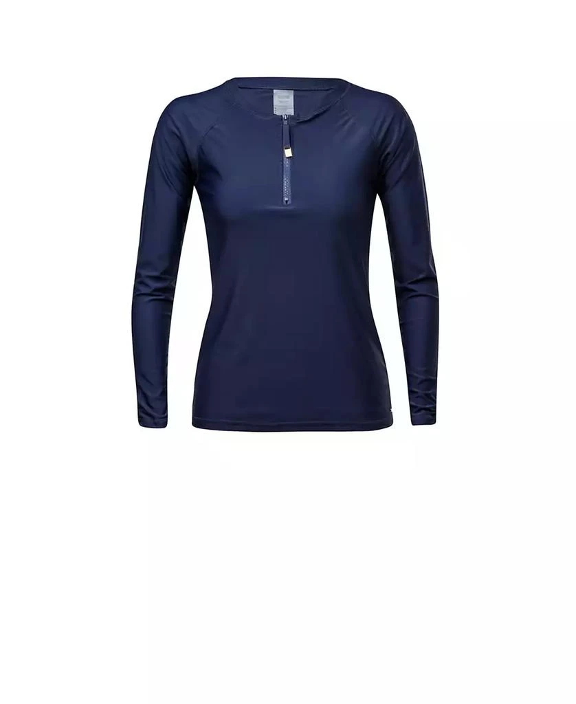 Snapper Rock Ladies Navy Half Zip LS Rash Top 1