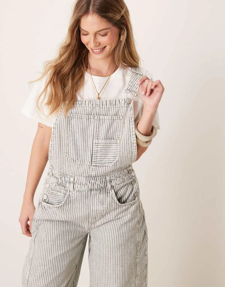 Free People Free People good luck striped denim overalls in multi 3