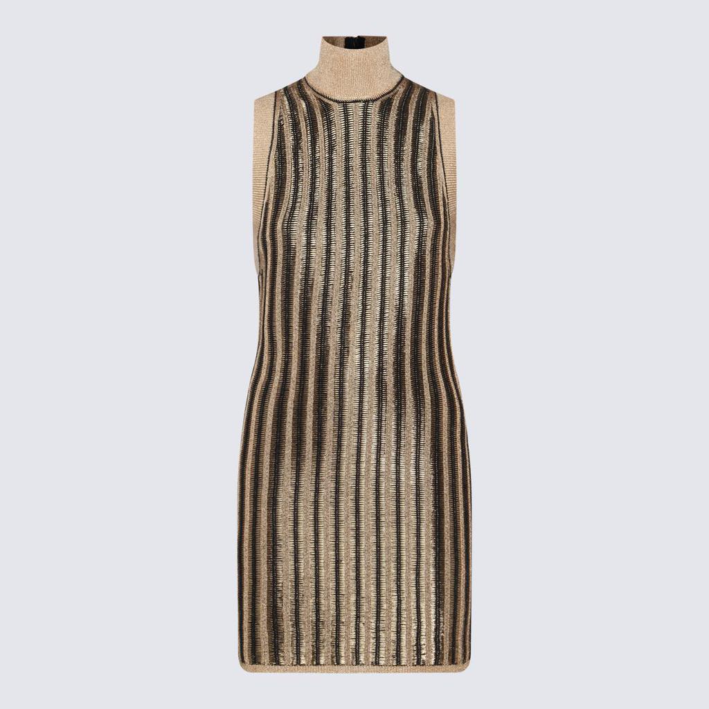 Tom Ford Tom Ford Black And Gold Wool Dress