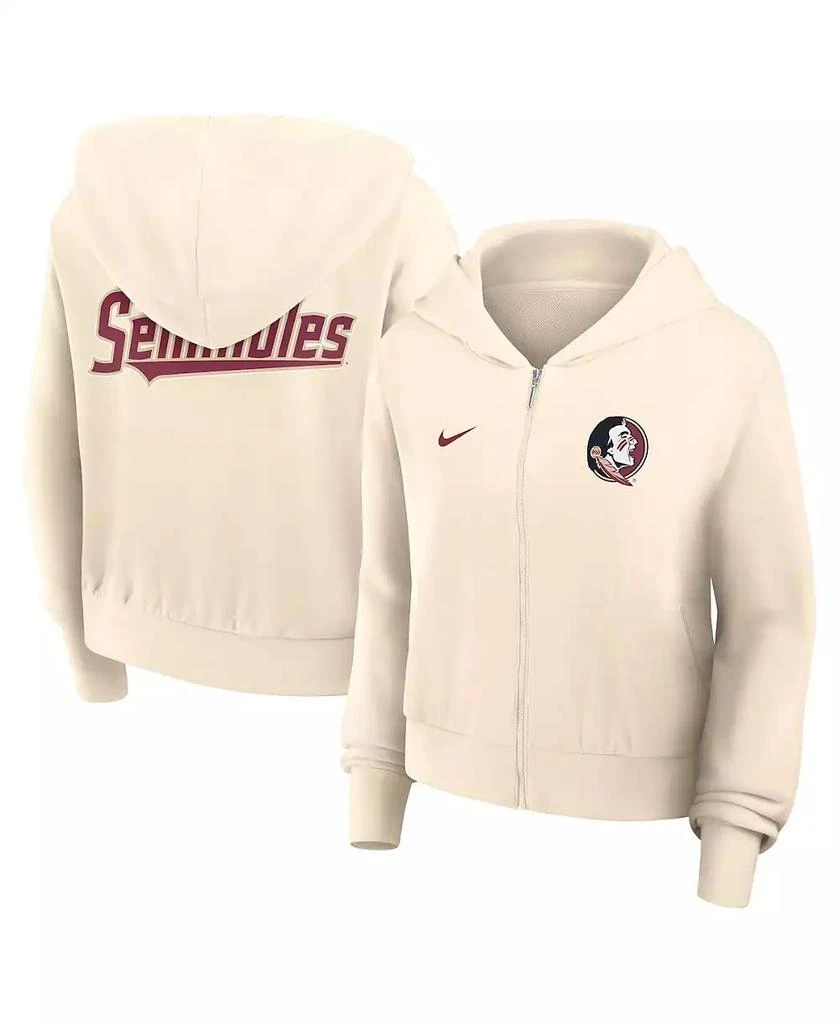 NIKE Women's Cream Florida State Seminoles Cropped Chill Full-Zip