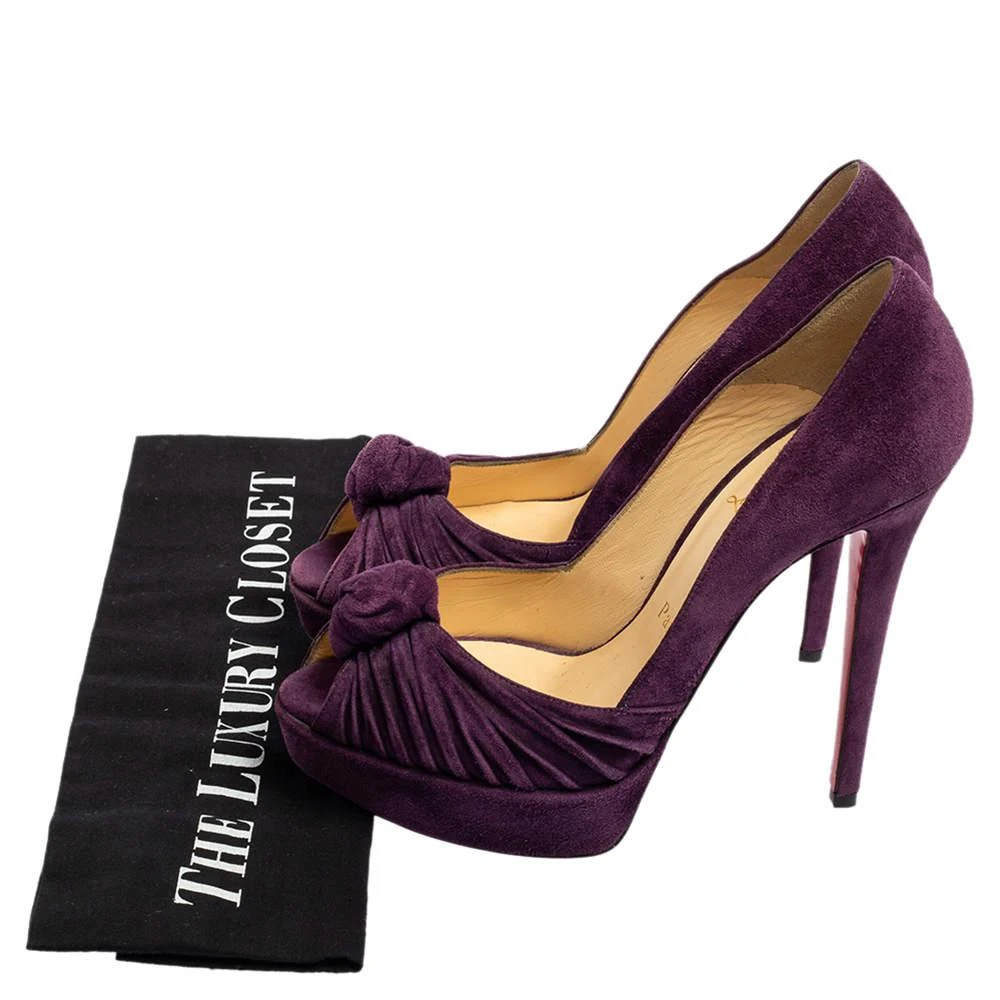 Christian Louboutin Christian Louboutin Purple Suede Knotted Greissimo Peep-Toe Platform Pumps Size 37 8