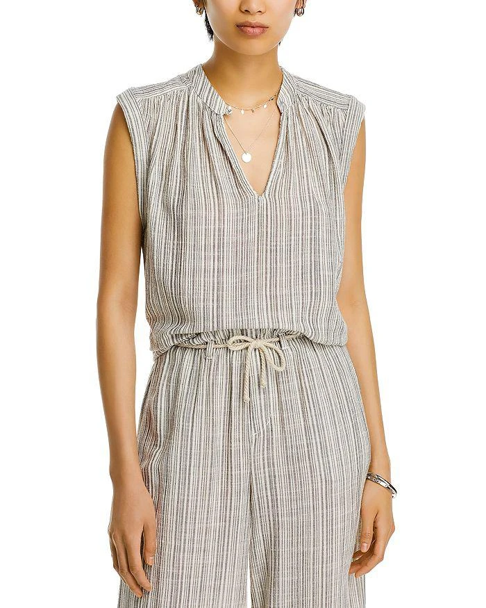 Bella Dahl Shirred Split Neck Top 1