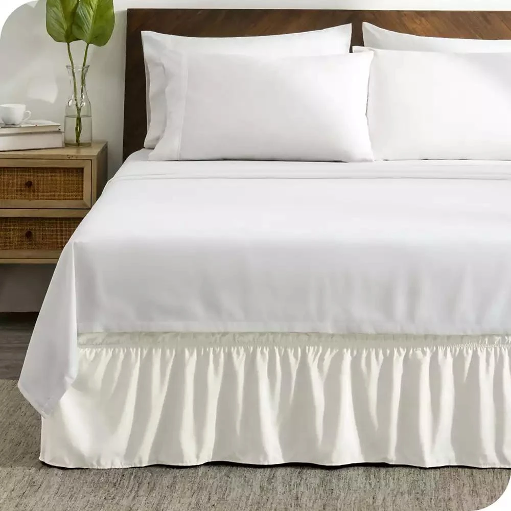 Bare Home Adjustable Wrap Around Ruffled Bed Skirt