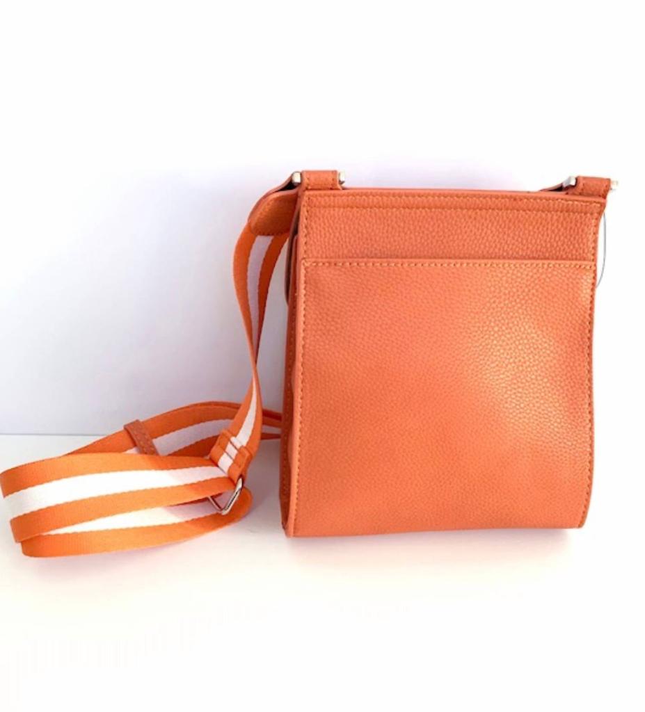 SONDRA ROBERTS Pebbled Vegan Leather Mini Crossbody In Orange