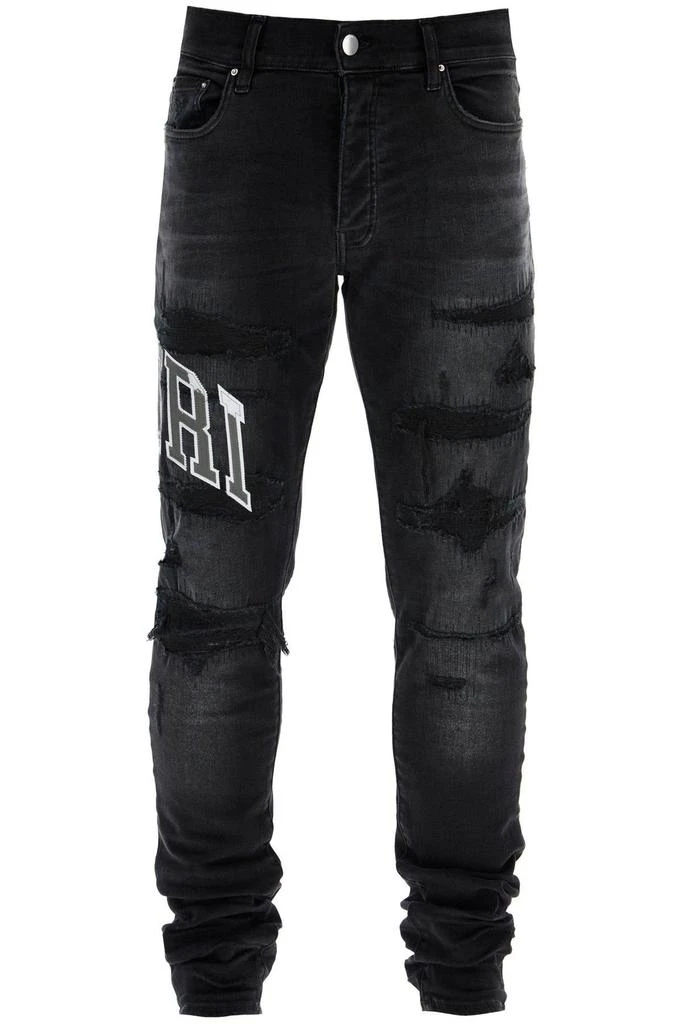 AMIRI Amiri Logo Patch Distressed Skinny Jeans 1