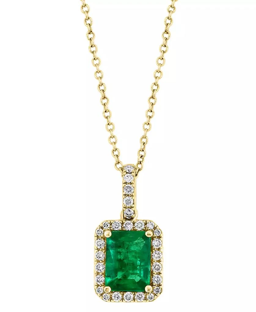 Effy EFFY® Emerald (1-3/8 ct. t.w.) and Diamond (1/4 ct. t.w.) Pendant Necklace in 14k Gold or 14k White Gold, Created for Macy's 3