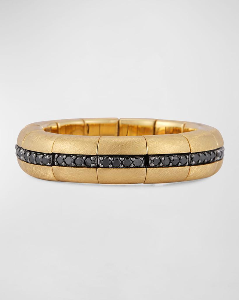Roberto Demeglio Men's Yellow Gold Matte Pura Black Diamond Eternity Ring