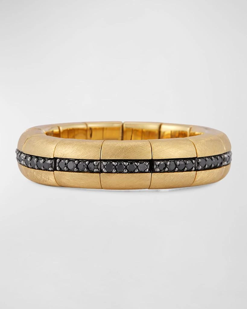 Roberto Demeglio Men's Yellow Gold Matte Pura Black Diamond Eternity Ring 1