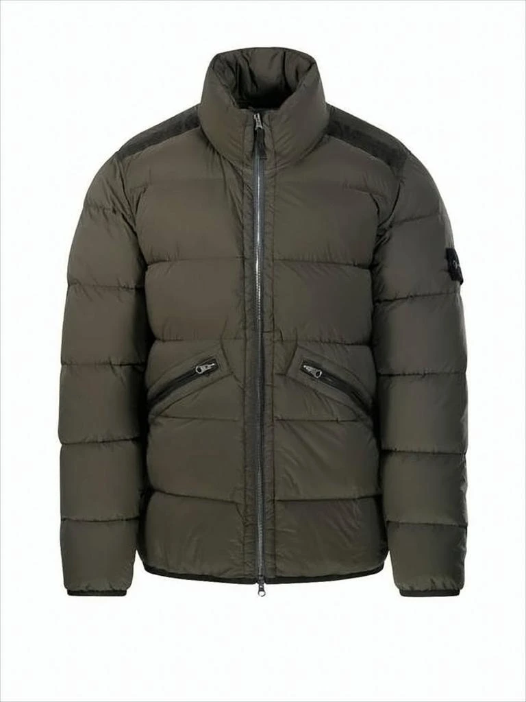 Stone Island Quilted High-Collar Padded Jacket with Zippered Pockets