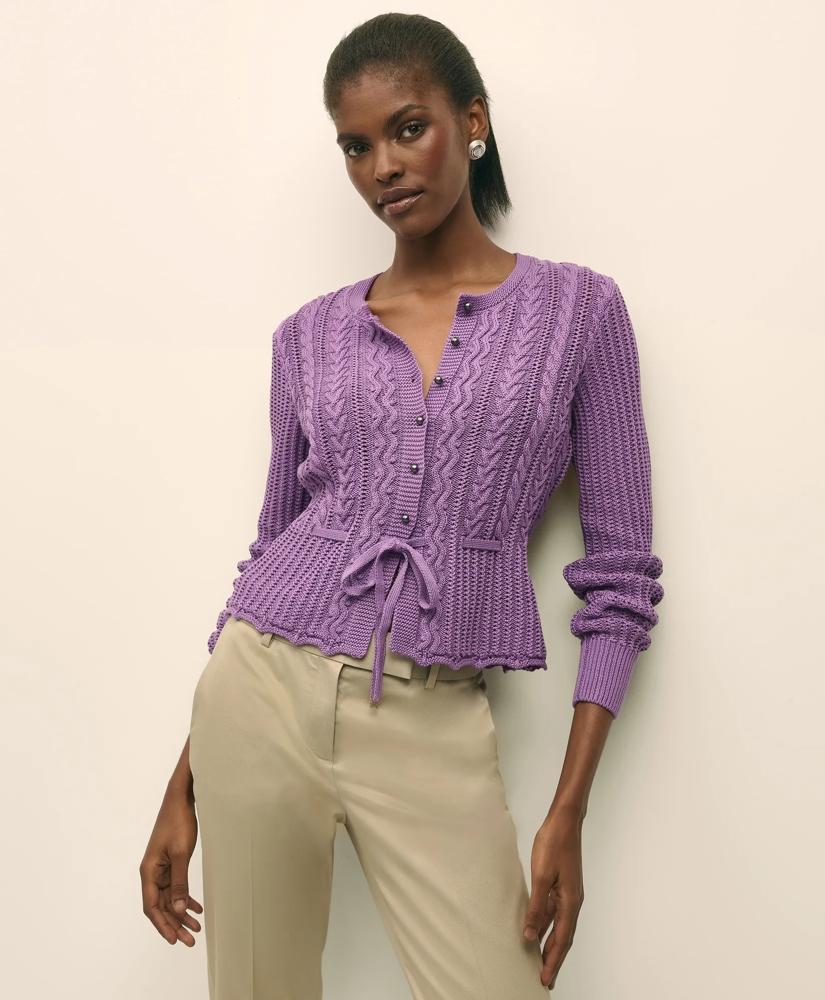 Shop Mercerized Cotton Crochet Peplum Cardigan on Sale at