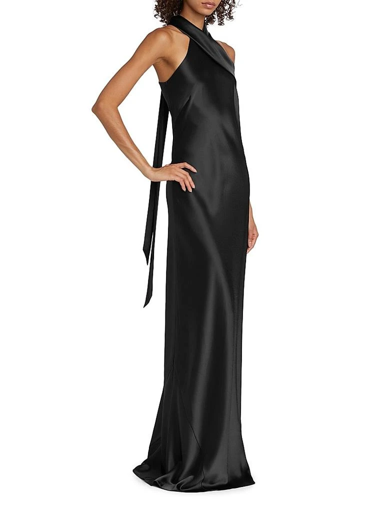 Galvan Pandora Satin Cross Halter Gown 4