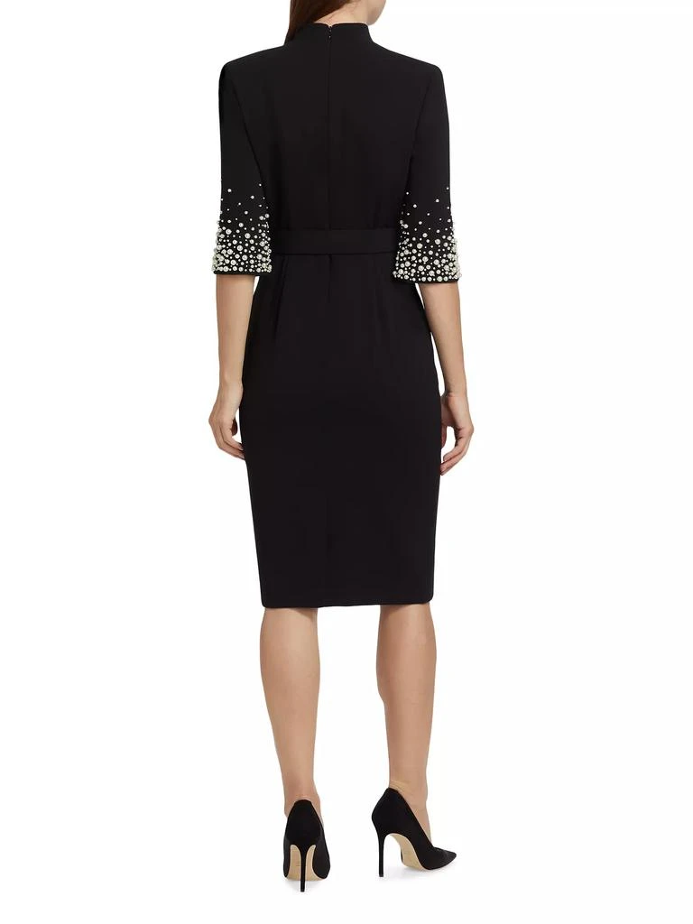 Badgley Mischka Pearl-Sleeve Cocktail Dress 5