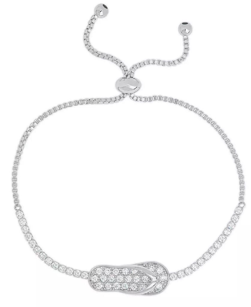 Macy's Women's Fine Silver Plated Cubic Zirconia Flip Flop Bracelet