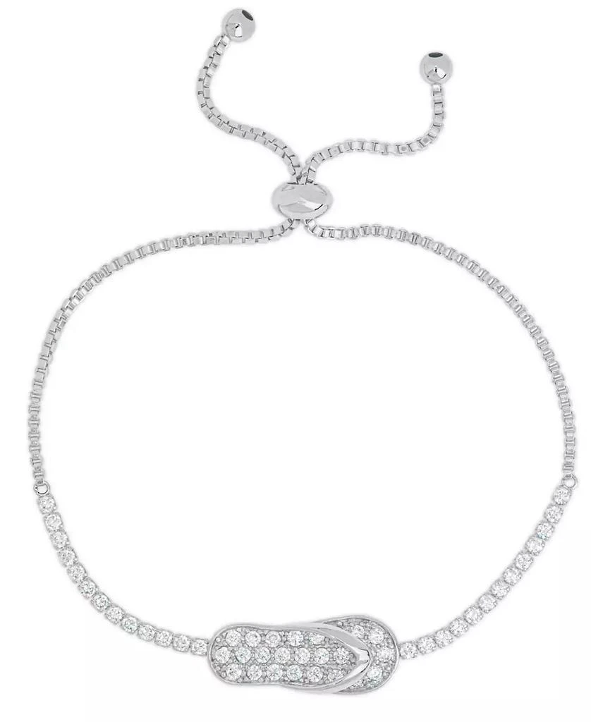 Macy's Women's Fine Silver Plated Cubic Zirconia Flip Flop Bracelet 1