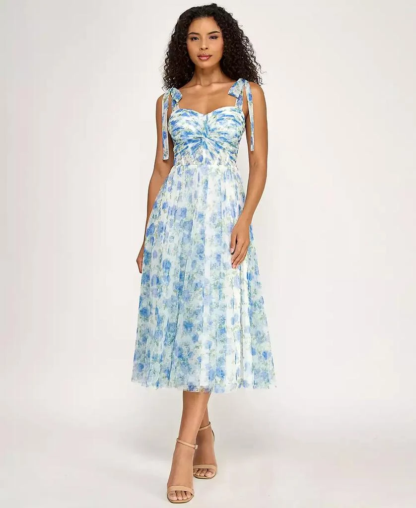Rare London satin tie cami lace insert midi slip dress in blue floral  On  Sale Now with Up to 71% Off | Discover Exclusive Deals & Savings at  BeyondStyle  Authentic