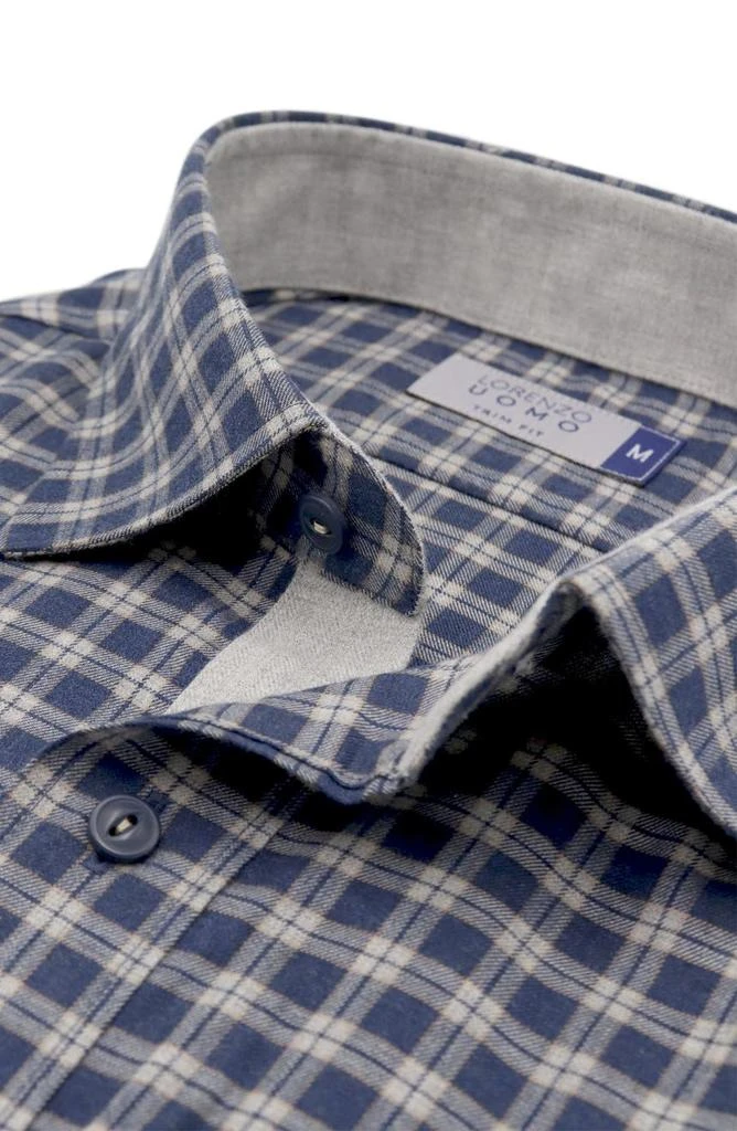 Lorenzo Uomo Trim Fit Flannel Check Cotton Dress Shirt 7