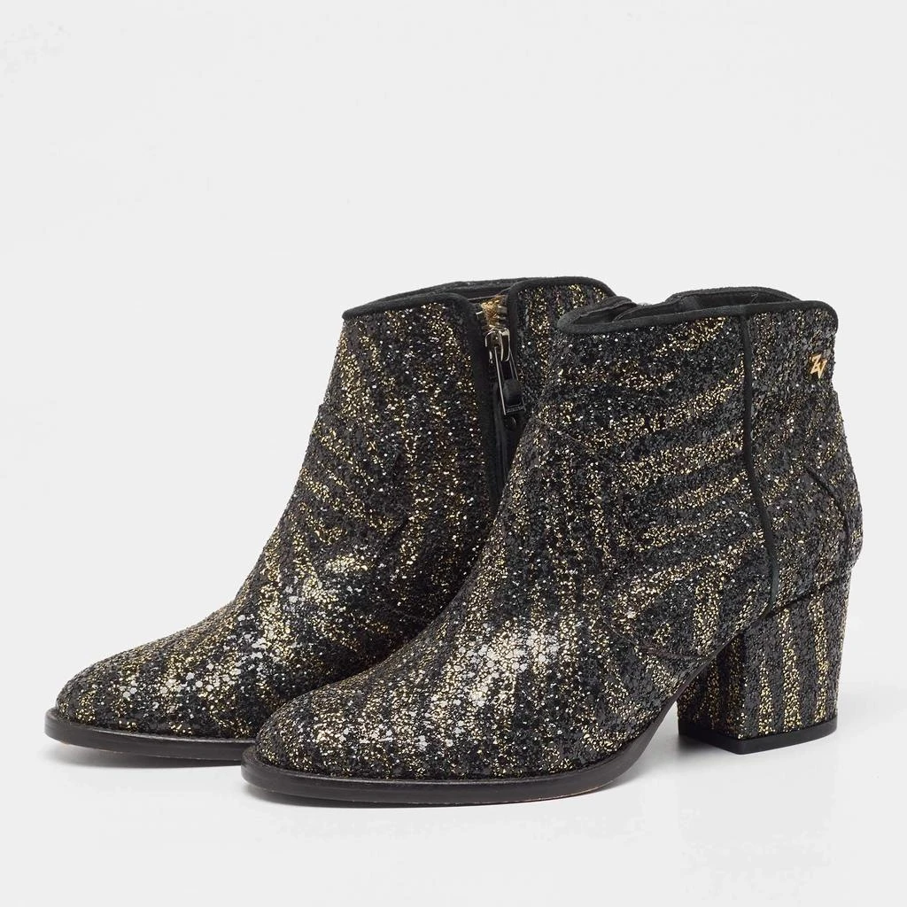 ZADIG & VOLTAIRE Zadig & Voltaire Black/Gold Glitter Molly Ankle Boots Size 36 2
