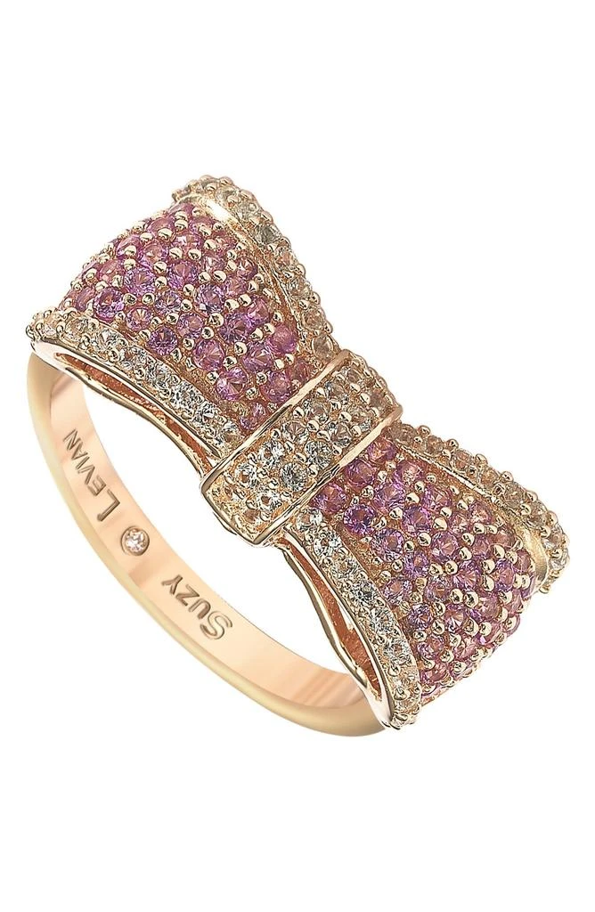 Suzy Levian Sterling Silver 
Pink Sapphire Bow Ring