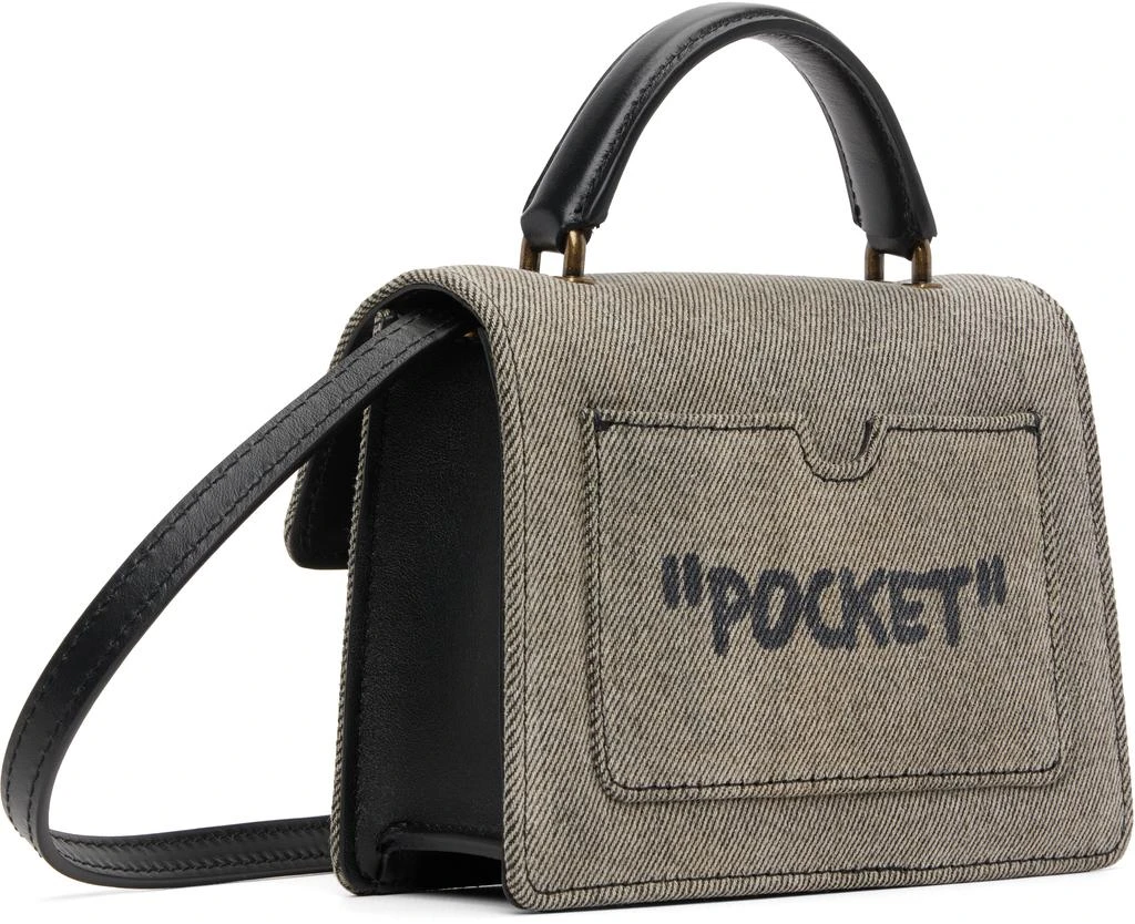 Off-White Gray & Black Jitney Baby Quote Denim Bag 3